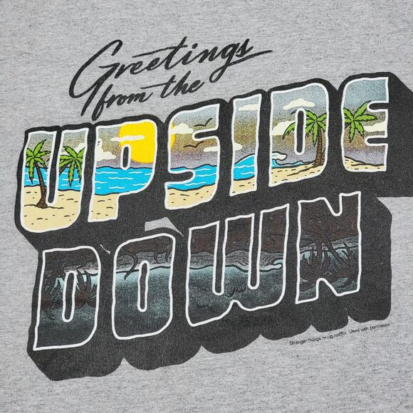 Stranger Things Unisex Tee (Gildan) "Greetings From The Upside Down"- Size Large - Picture 2 of 4